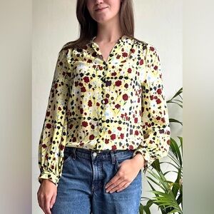 EQUIPMENT Femme Silk Preppy Business Casual Lightweight Dainty Floral Blouse S/P